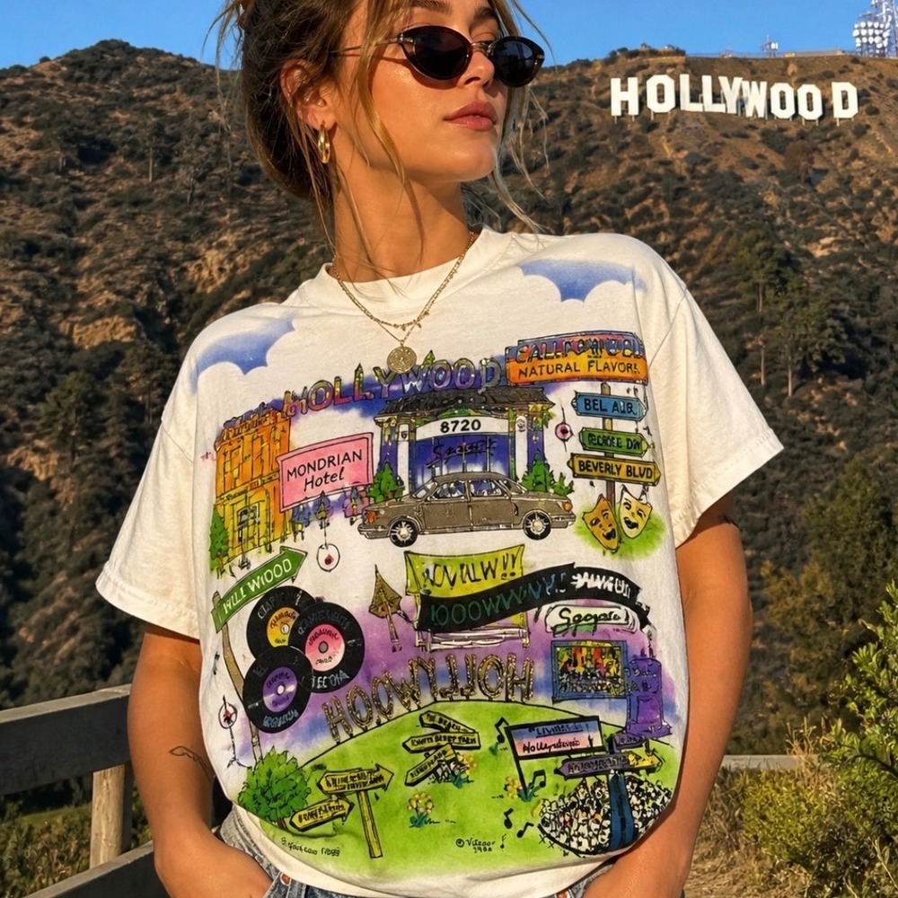 Vintage 1988 Vitesse San Diego Hollywood California Puff Paint‎ Graphic T-Shirt